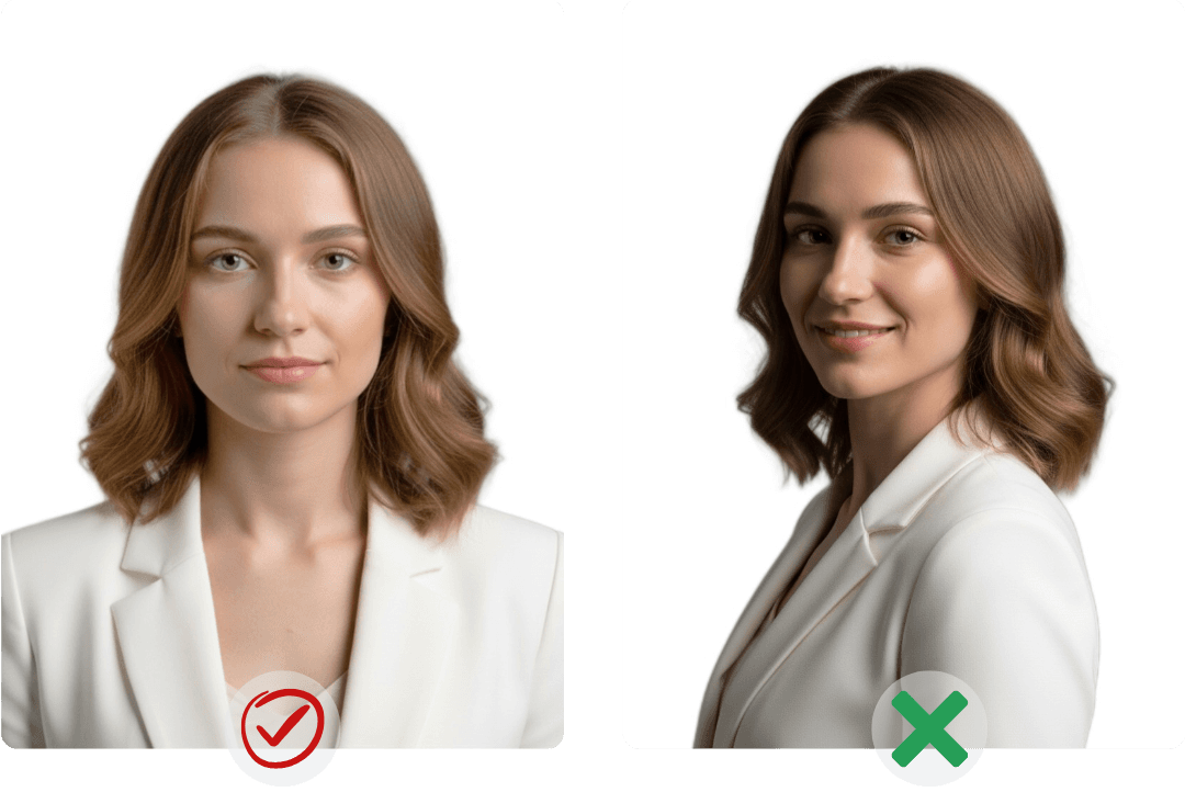 Face the lens without tilting illustration